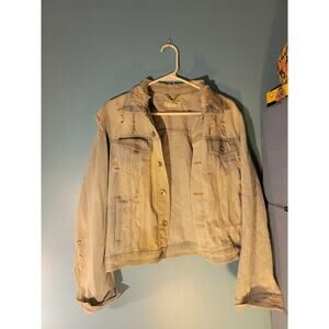 Ci Sono Womens Juniors Button Up Italian Denim Jacket With Pockets Size L